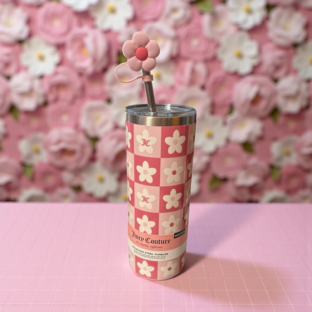 Juicy Couture Pink and White Floral Tumbler